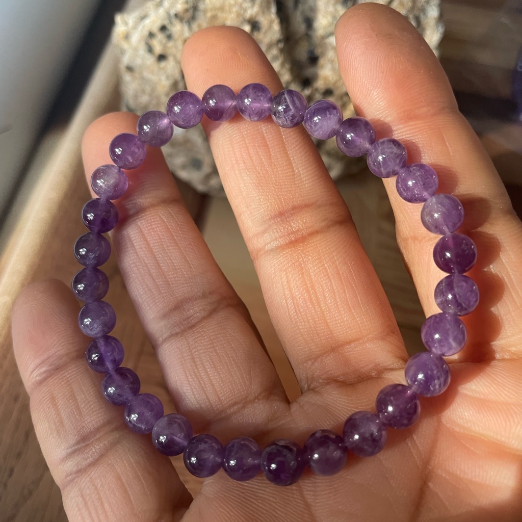 Bracelet Natural Amethyst Bead Bangle (Stretchable)